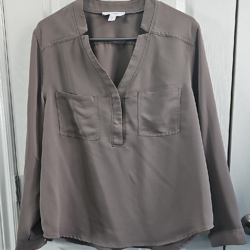 Nine West Blouse Color Grayish Size Large